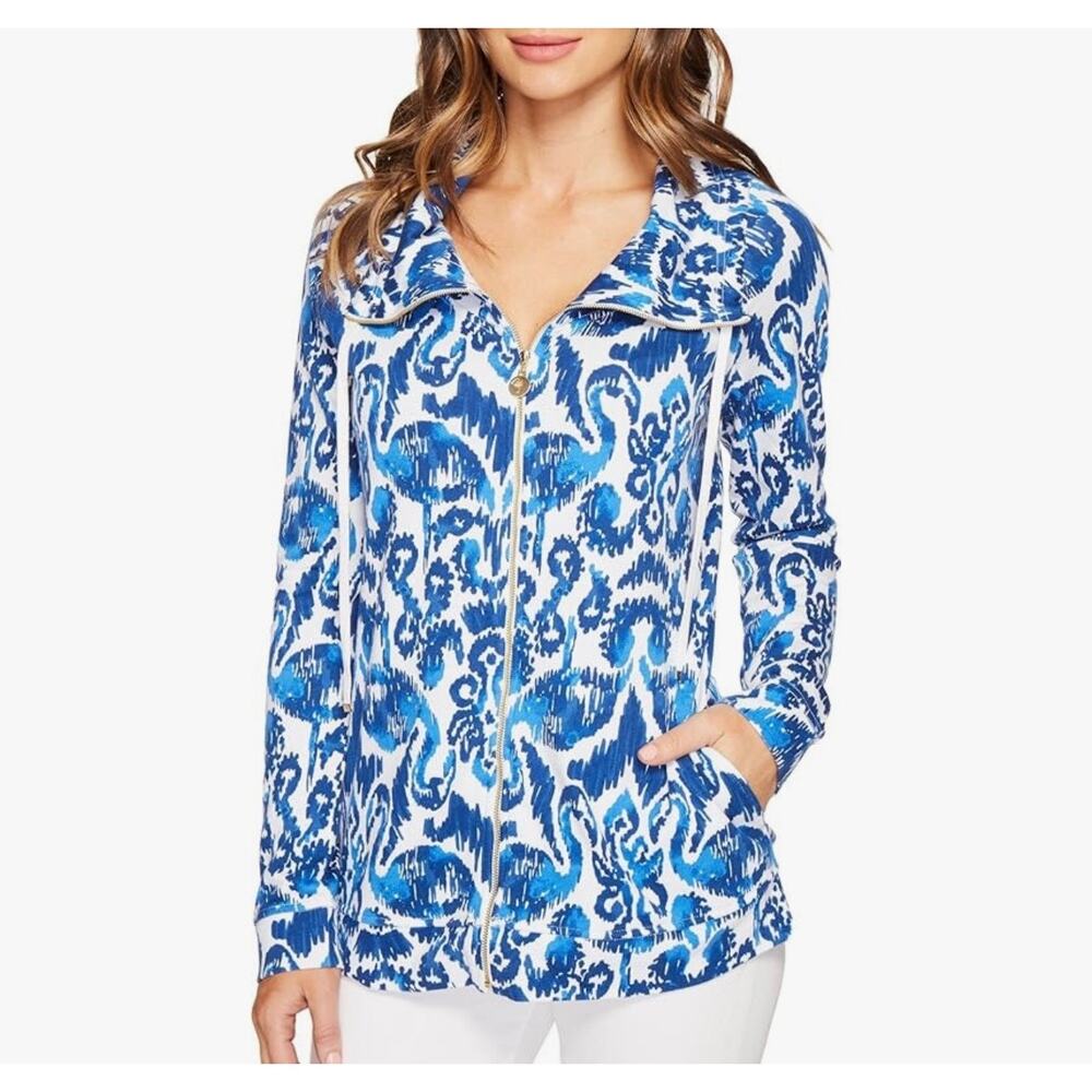 Lilly Pulitzer Angela Full Zip Hoodie Small Resort Navy Beach Bathers Preppy